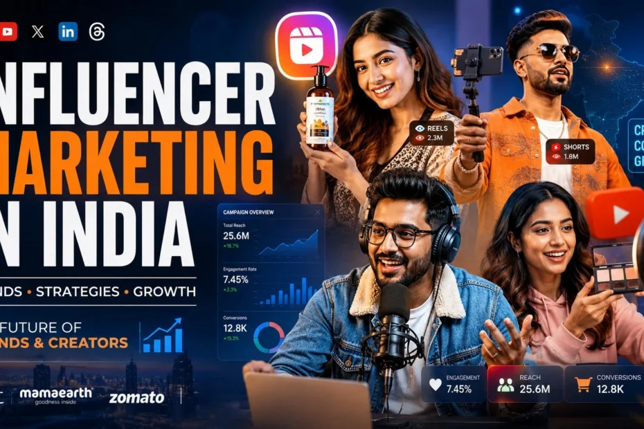 Influencer marketing in India showing regional creators, digital campaigns, and modern creator collaborations